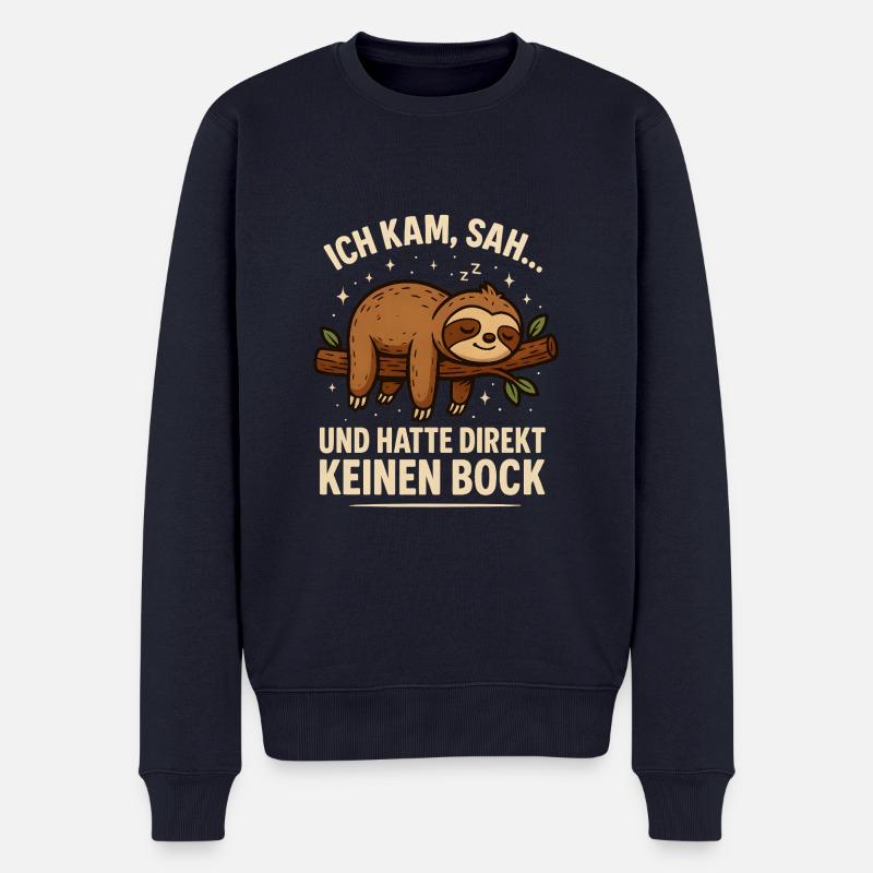 Faultier Ich kam sah und hatte direkt keinen Bock - Männer Premium Bio Pullover - Navy