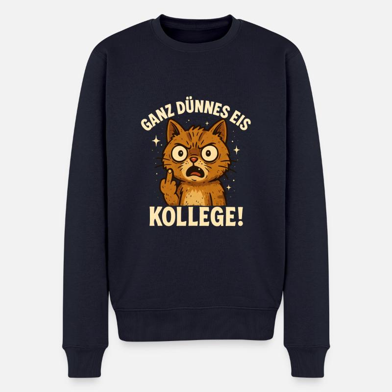 Doigt d’honneur chat lundi collègue de bureau - Pull Premium bio Homme - bleu marine