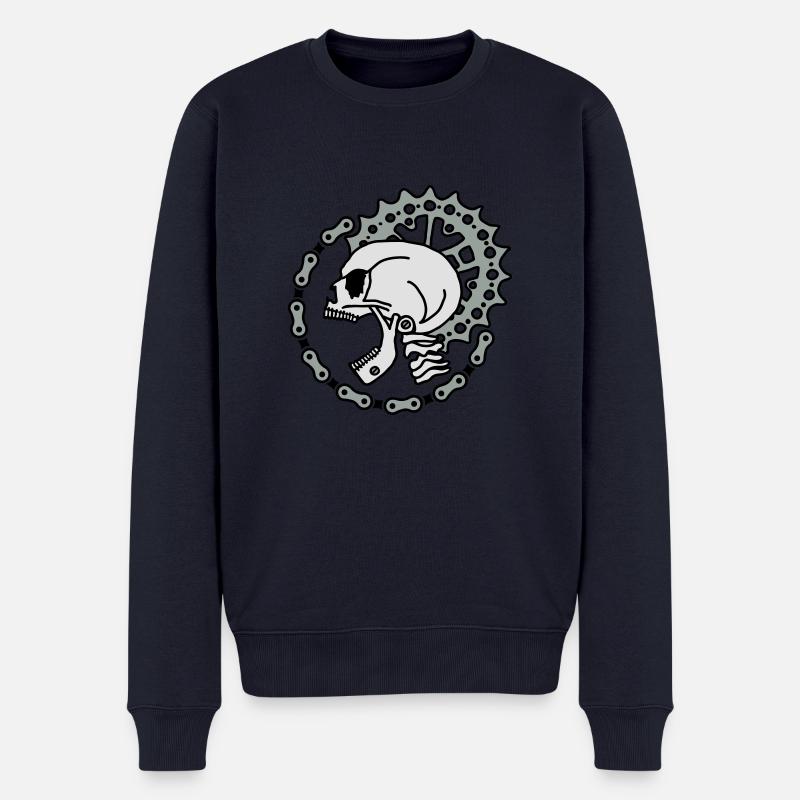 Skull Chain Punk-3c - Männer Premium Bio Pullover - Navy