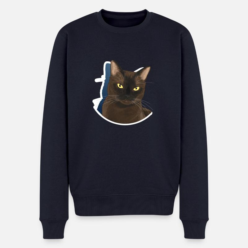 Burma-Katze - Männer Premium Bio Pullover - Navy