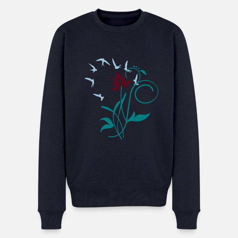 Orchidee / orchid (2c) - Männer Premium Bio Pullover - Navy