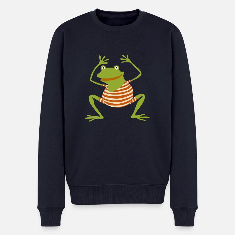 Frosch badet - Männer Premium Bio Pullover - Navy