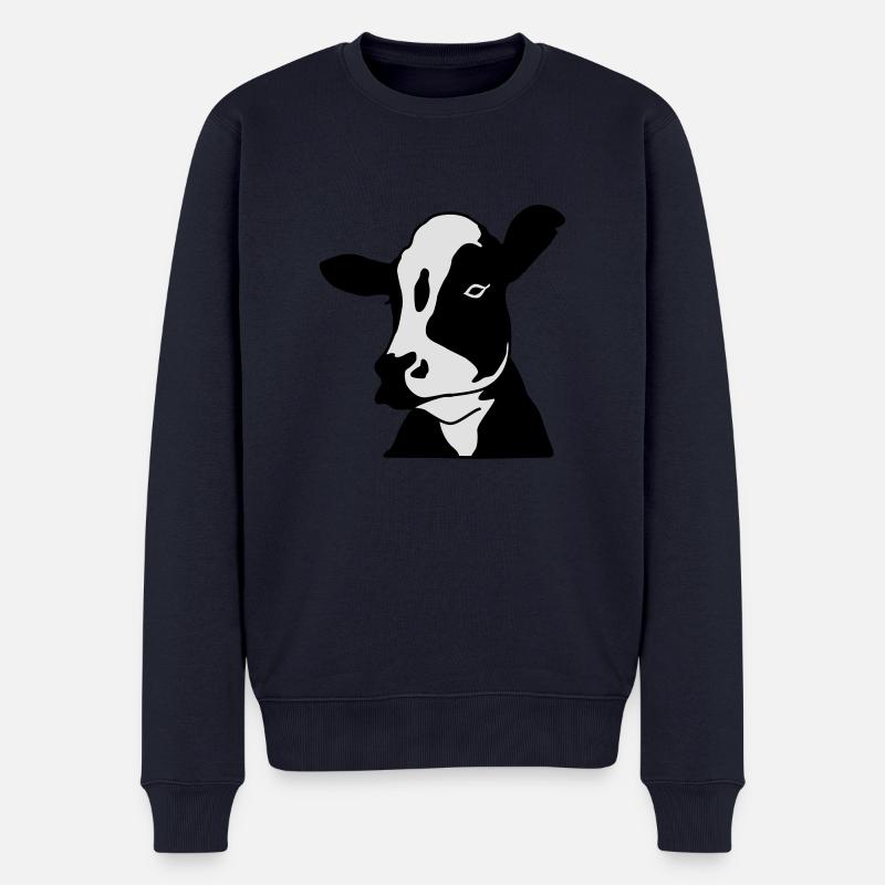 Kuh - Männer Premium Bio Pullover - Navy
