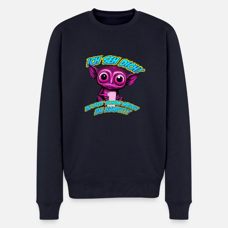 Ich seh dich! Du bist schon wieder am Handy!!! - Männer Premium Bio Pullover - Navy