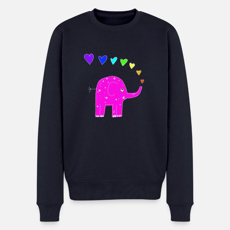 Éléphant arc-en-ciel - Pull Premium bio Homme - bleu marine
