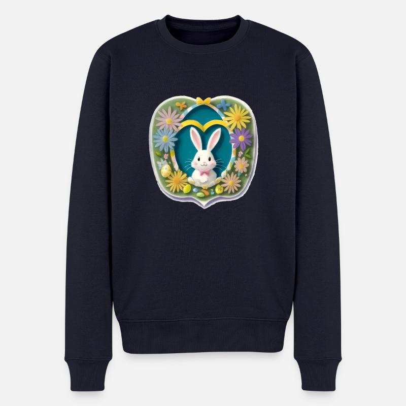 Osterhase Ostermotiv - Männer Premium Bio Pullover - Navy