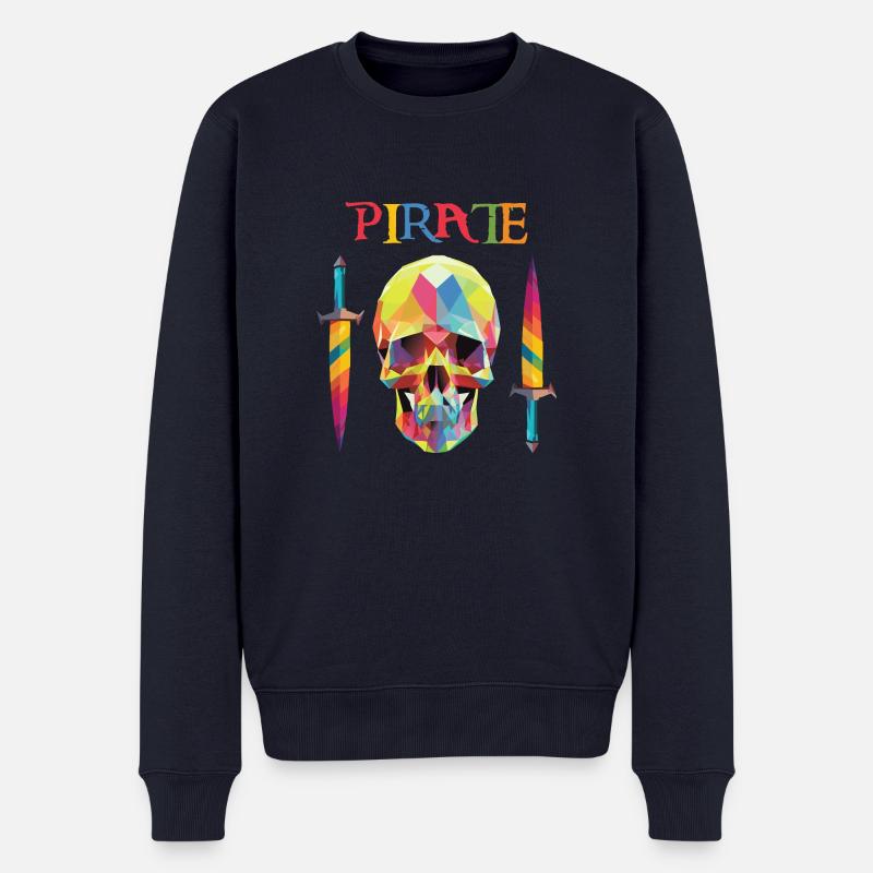 Pirate - Crâne Low Poly - Pull Premium bio Homme - bleu marine