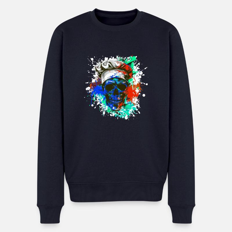 Chefkoch Totenkopf Koch - Männer Premium Bio Pullover - Navy
