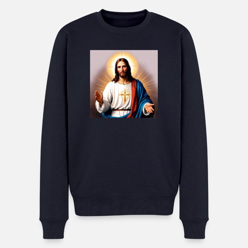 Jesus - Männer Premium Bio Pullover - Navy