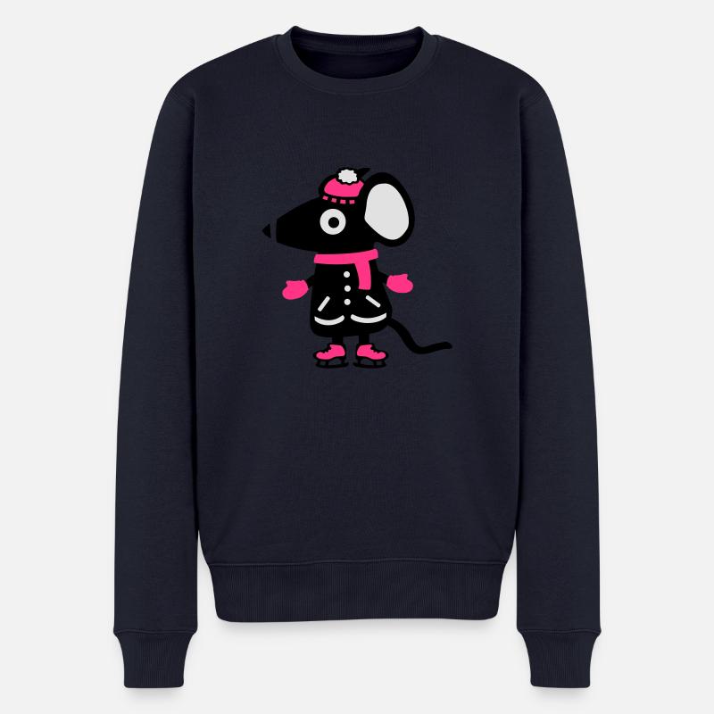 Maus Eiskunstlauf - Schlittschuh - Männer Premium Bio Pullover - Navy