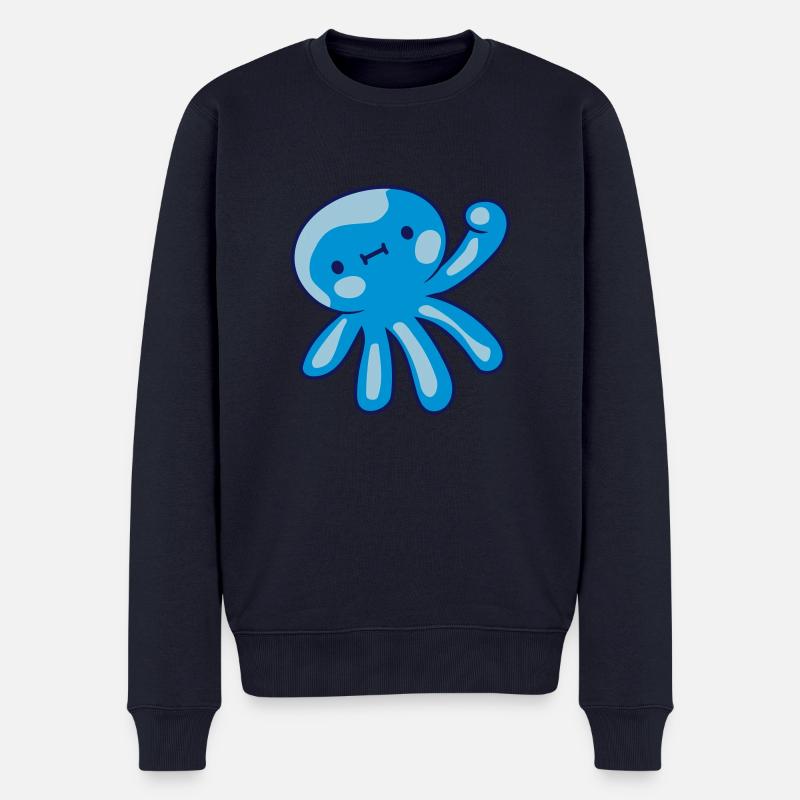 Suesser winkender Tintenfisch - Männer Premium Bio Pullover - Navy
