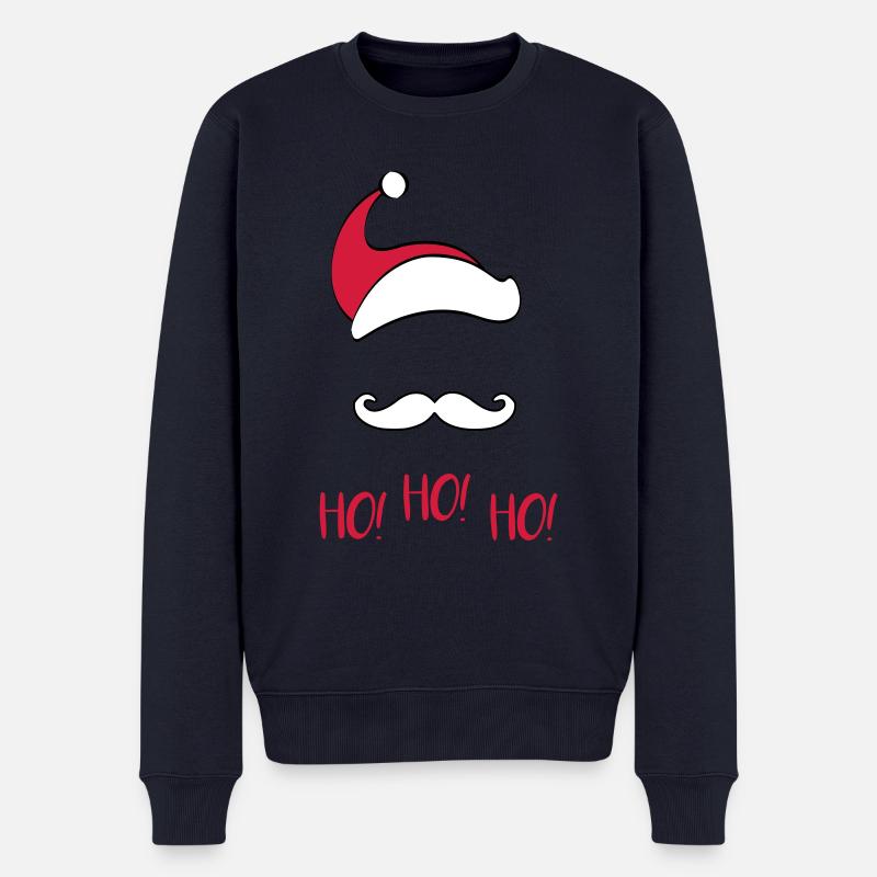 santa_mustache_red - Männer Premium Bio Pullover - Navy