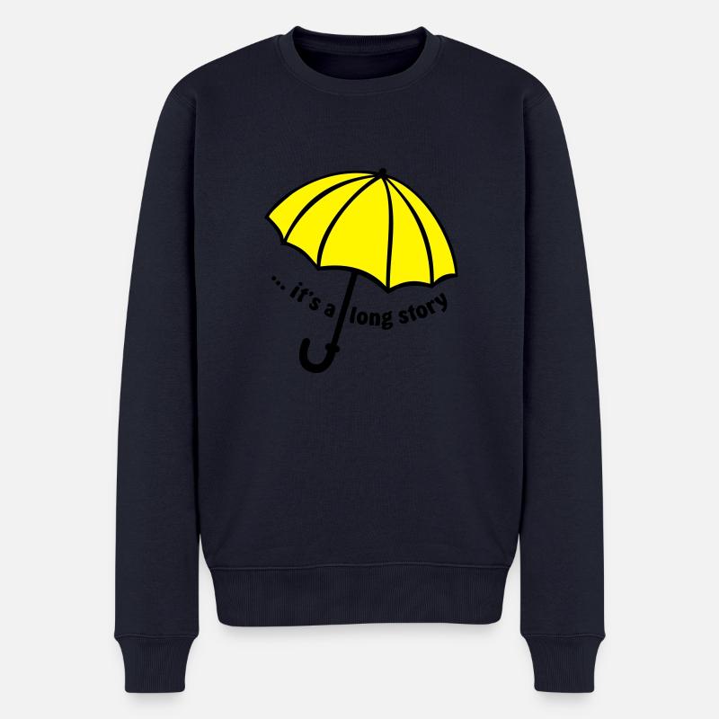 it's a long story / Regenschirm - Männer Premium Bio Pullover - Navy