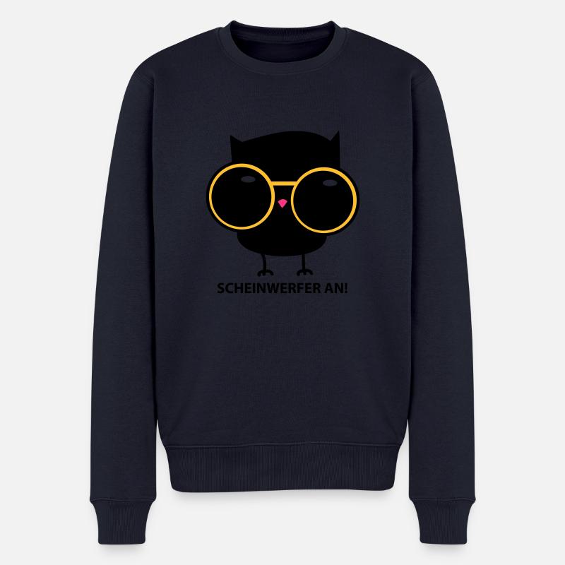 Eule mit Brille (b) - Männer Premium Bio Pullover - Navy
