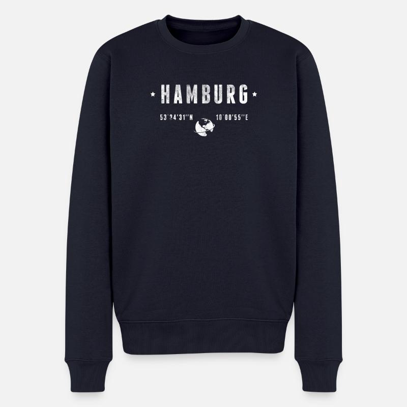 Hamburg - Männer Premium Bio Pullover - Navy