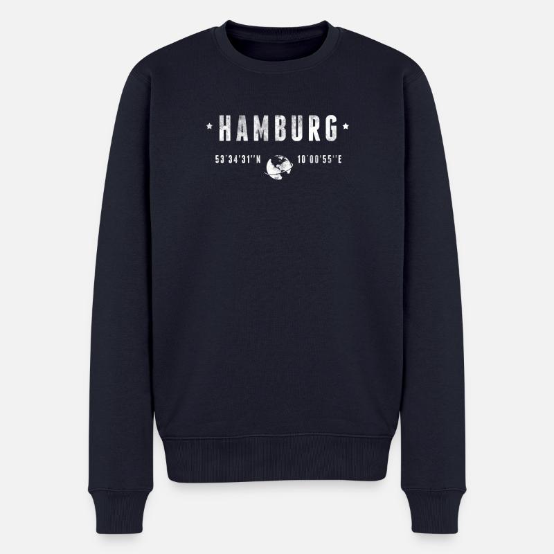 Hamburg - Männer Premium Bio Pullover - Navy