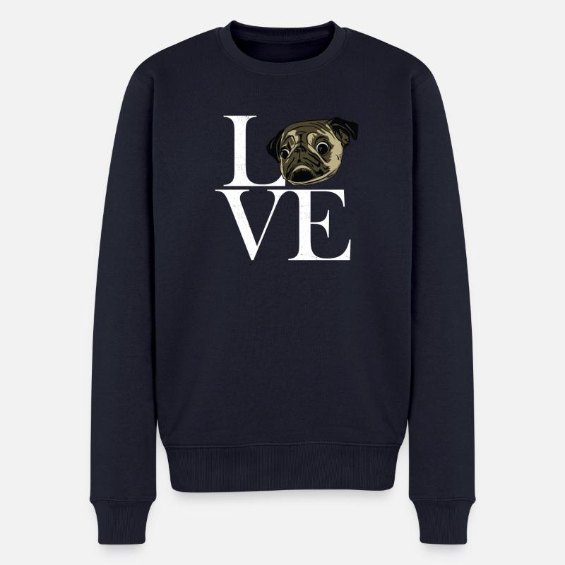Mops blanc - Pull Premium bio Homme - bleu marine