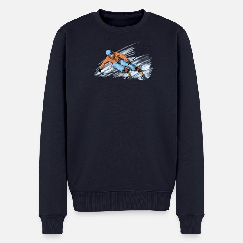 Skiing - Männer Premium Bio Pullover - Navy