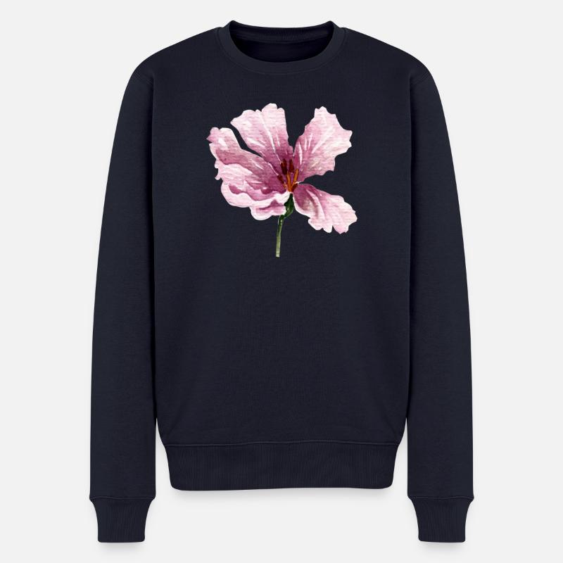 blume rosa - Männer Premium Bio Pullover - Navy