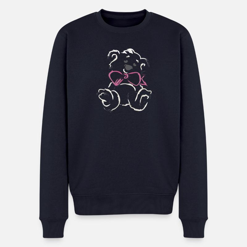 Teddybär Mädchen mit Schleife - Männer Premium Bio Pullover - Navy