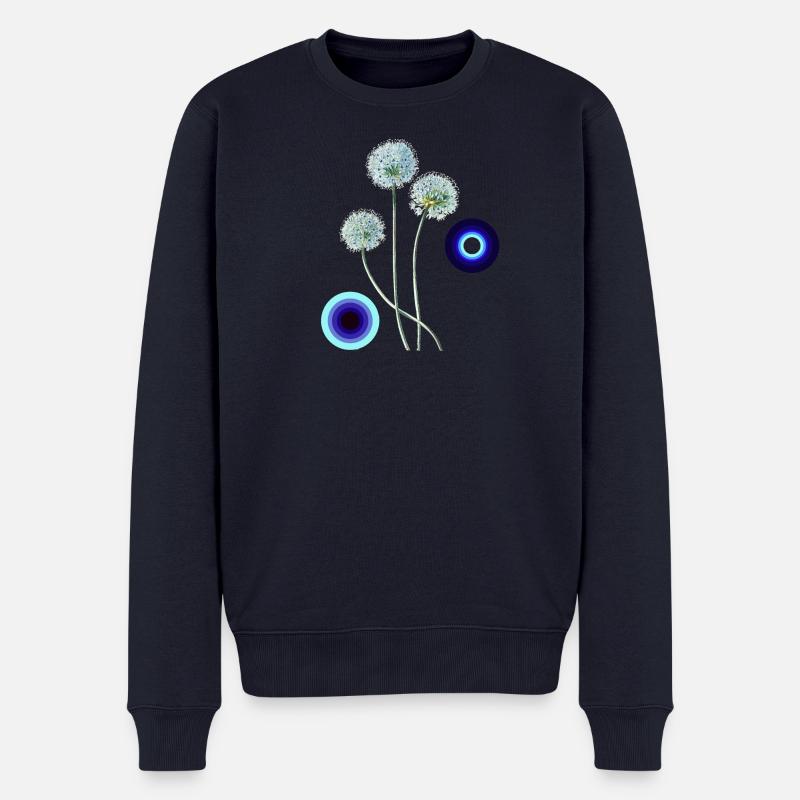 Alliumblüten im Retro-Stil - Männer Premium Bio Pullover - Navy