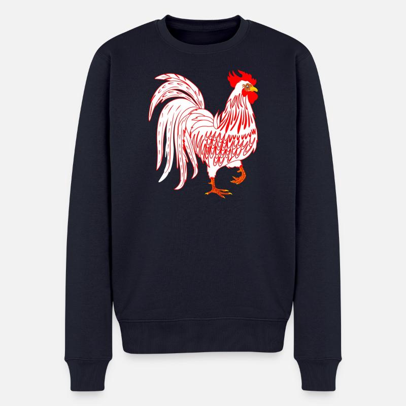 Weißer Hahn Hahn Coq - Männer Premium Bio Pullover - Navy