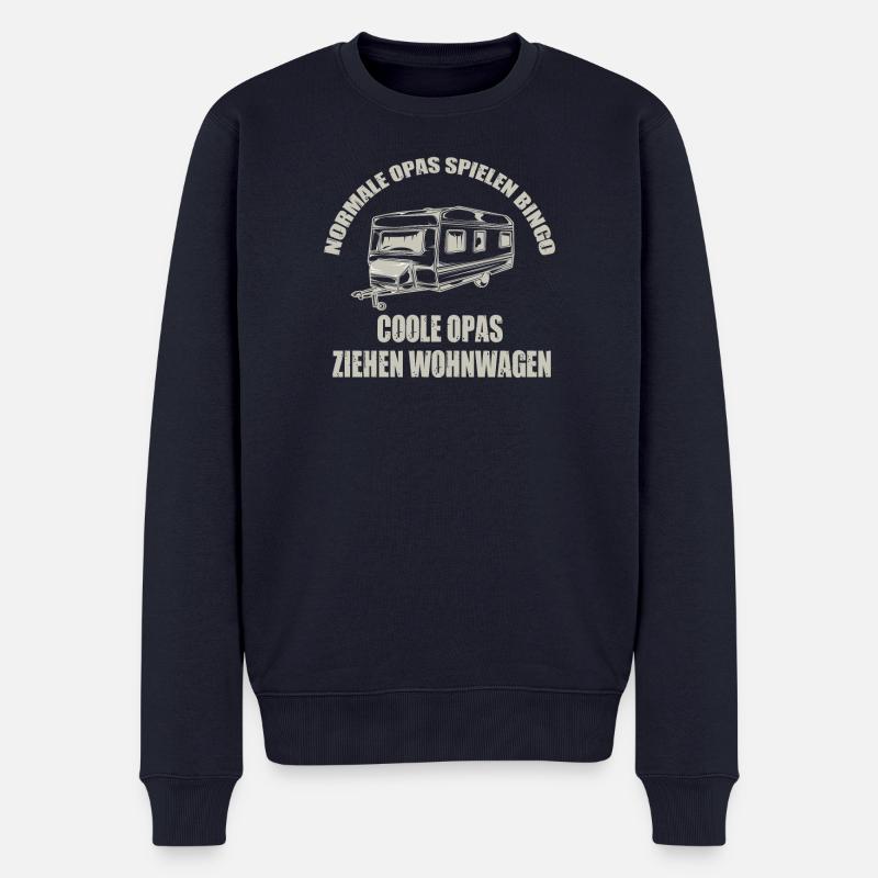 Coole Opas Ziehen Wohnwagen - Männer Premium Bio Pullover - Navy
