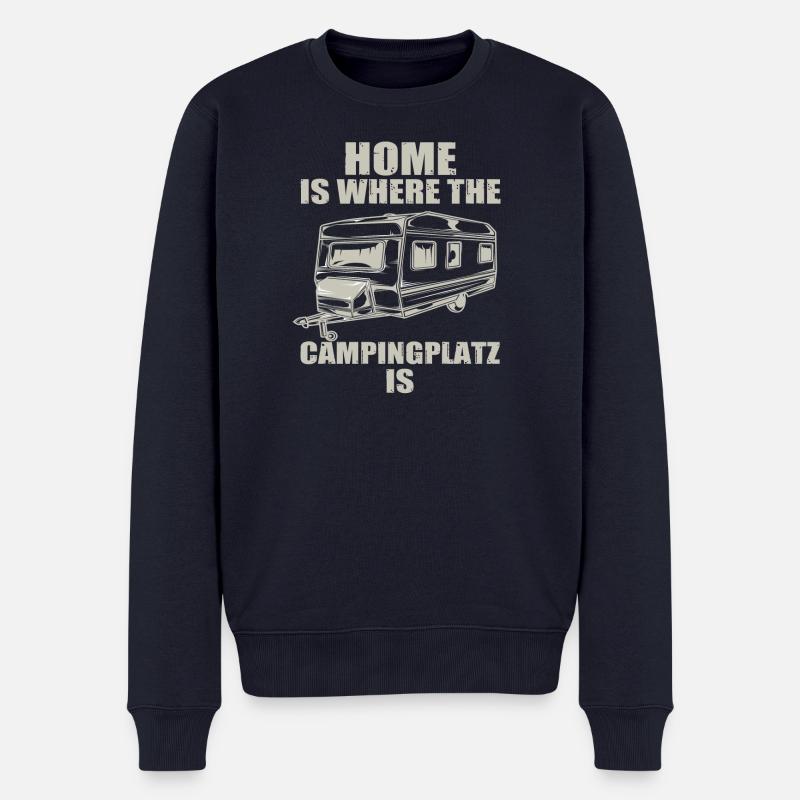 Zuhause am Campingplatz - Männer Premium Bio Pullover - Navy