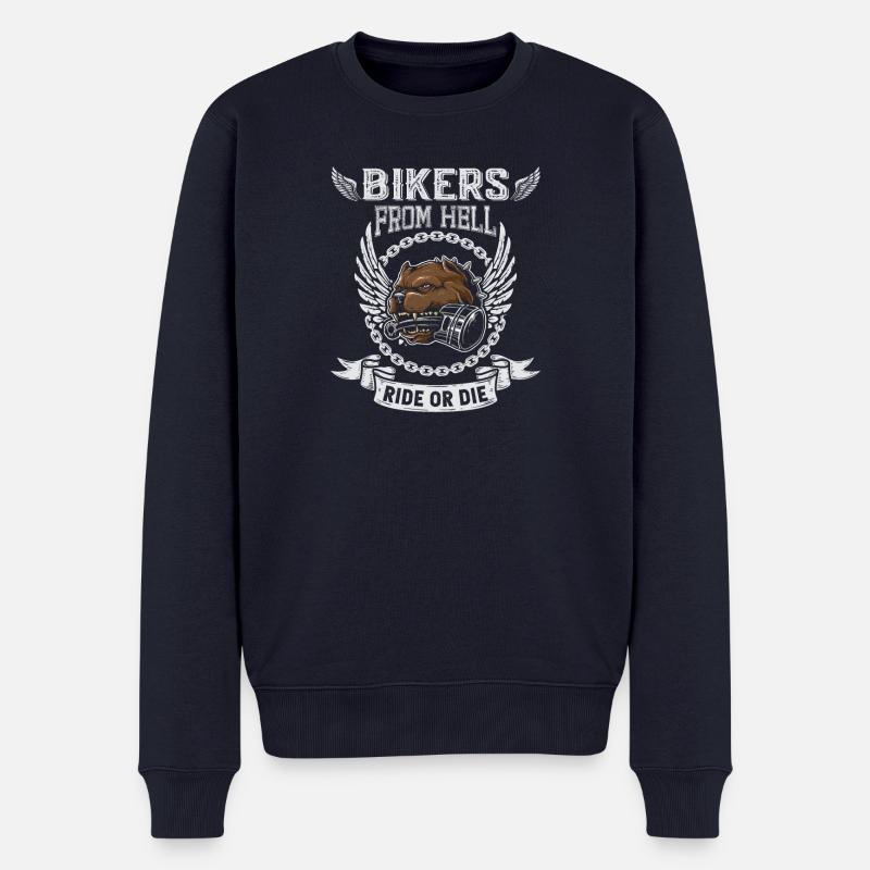 Höllenbiker mit Flügeln - Männer Premium Bio Pullover - Navy