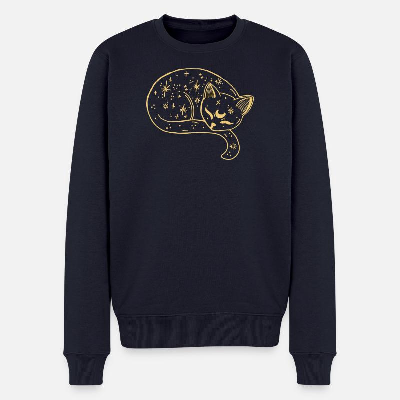 Sternenkatze im Schlaf - Männer Premium Bio Pullover - Navy