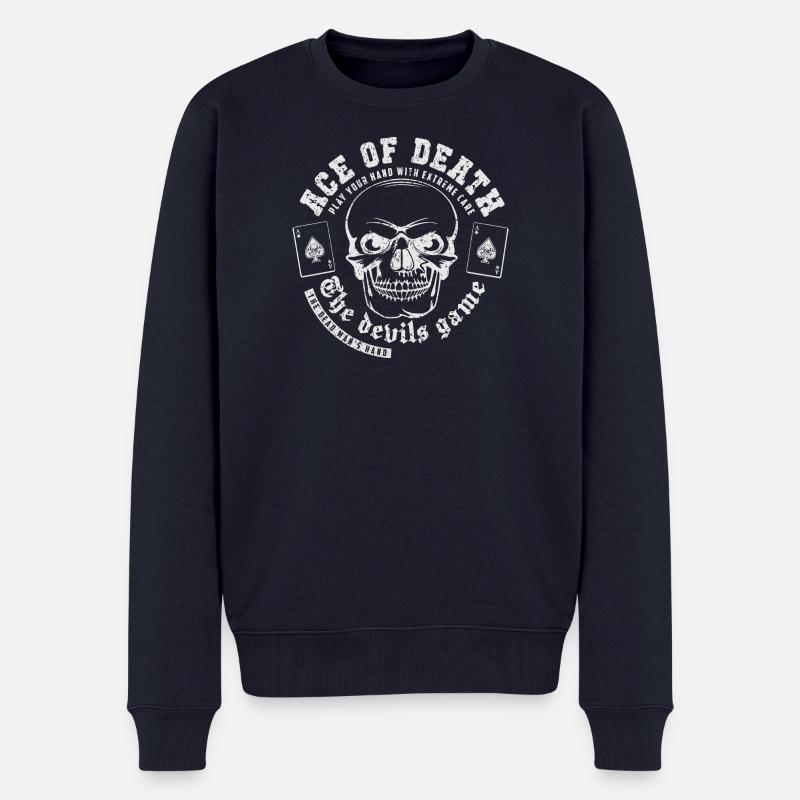 Ass des Todes weiß - Männer Premium Bio Pullover - Navy