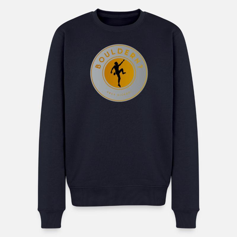 Bouldern: Kletter-Silhouette, Boulder-King - Männer Premium Bio Pullover - Navy