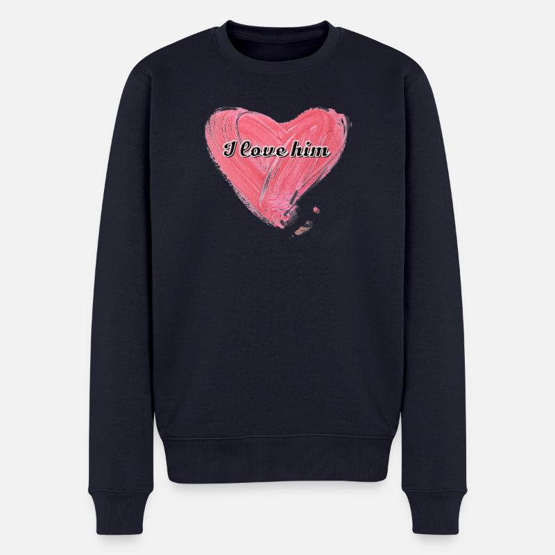 Je l’aime | L’amour | Saint-Valentin - Pull Premium bio Homme - bleu marine