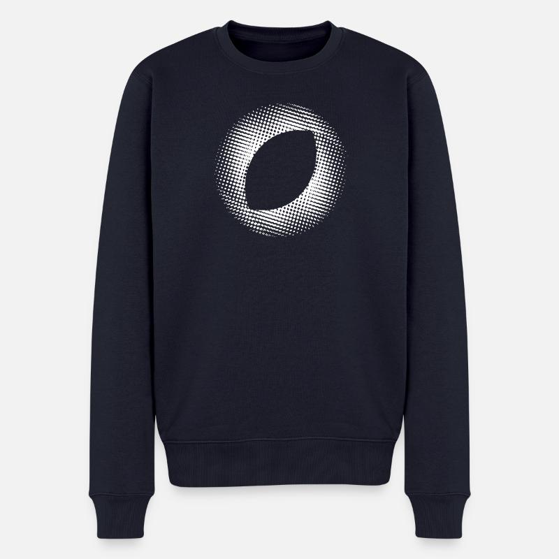 en pointillés, ovale blanc - Pull Premium bio Homme - bleu marine