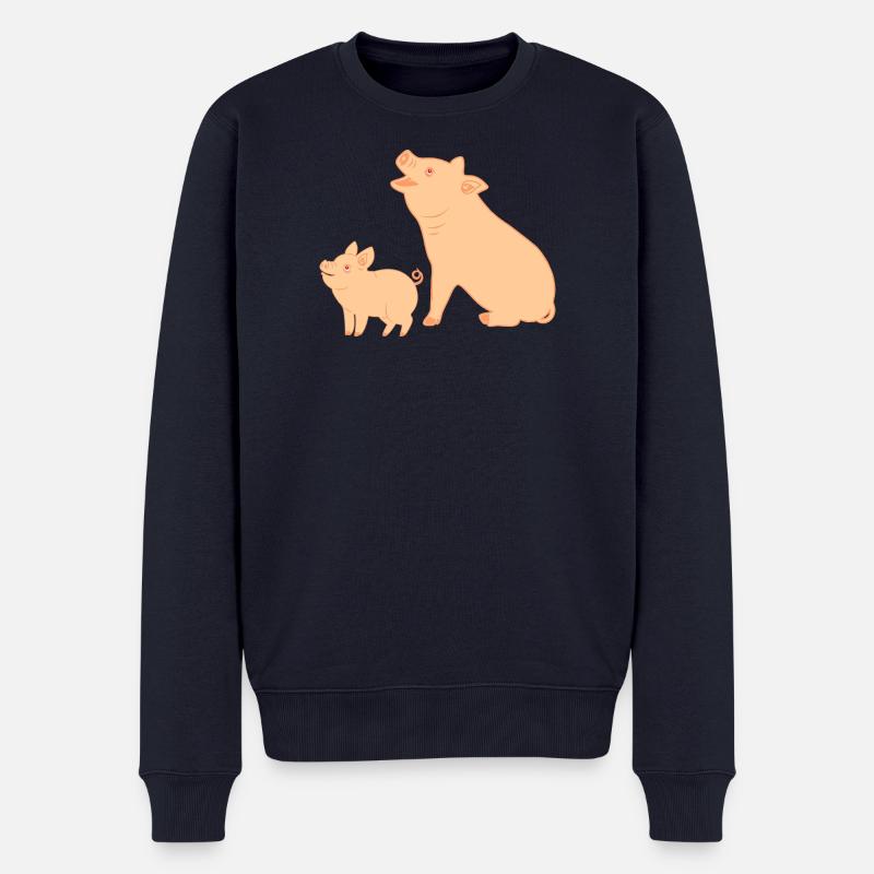 Mutterschwein mit Ferkel - Männer Premium Bio Pullover - Navy