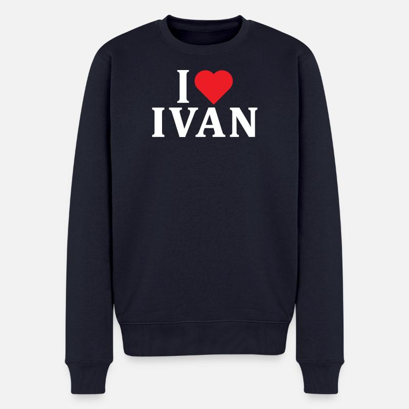Name T-Shirt I love Ivan T-Shirt Geschenkidee - Männer Premium Bio Pullover - Navy