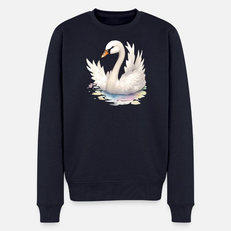 Schwan - Männer Premium Bio Pullover - Navy