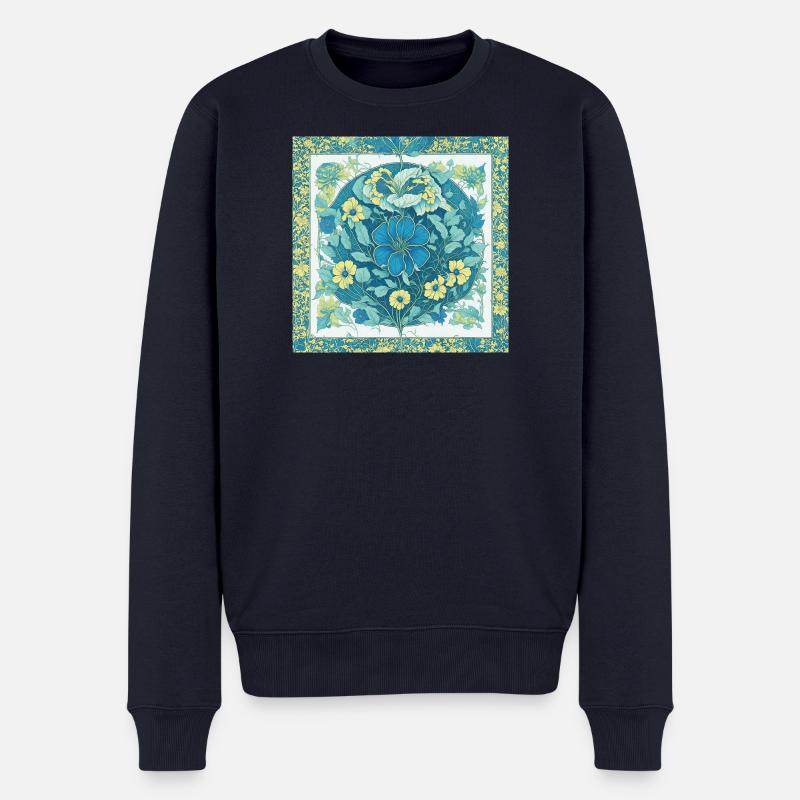 Blumen - Männer Premium Bio Pullover - Navy