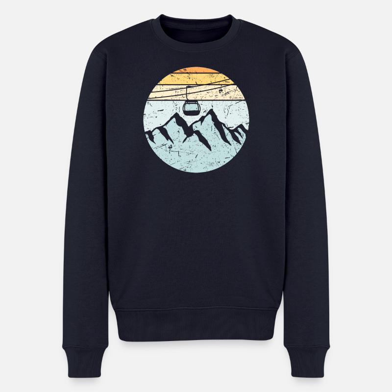 Gondel Bahn Berge Ski Urlaub Seilbahn Lift Liebe - Männer Premium Bio Pullover - Navy
