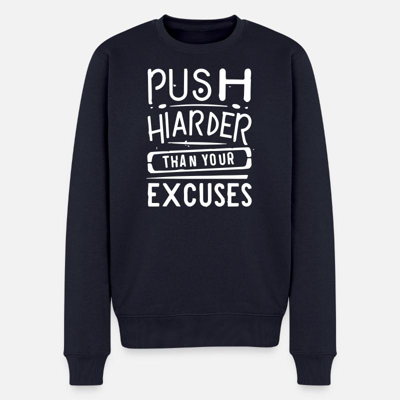 Muskelgeschenk: "Drücke härter als..." - Männer Premium Bio Pullover - Navy