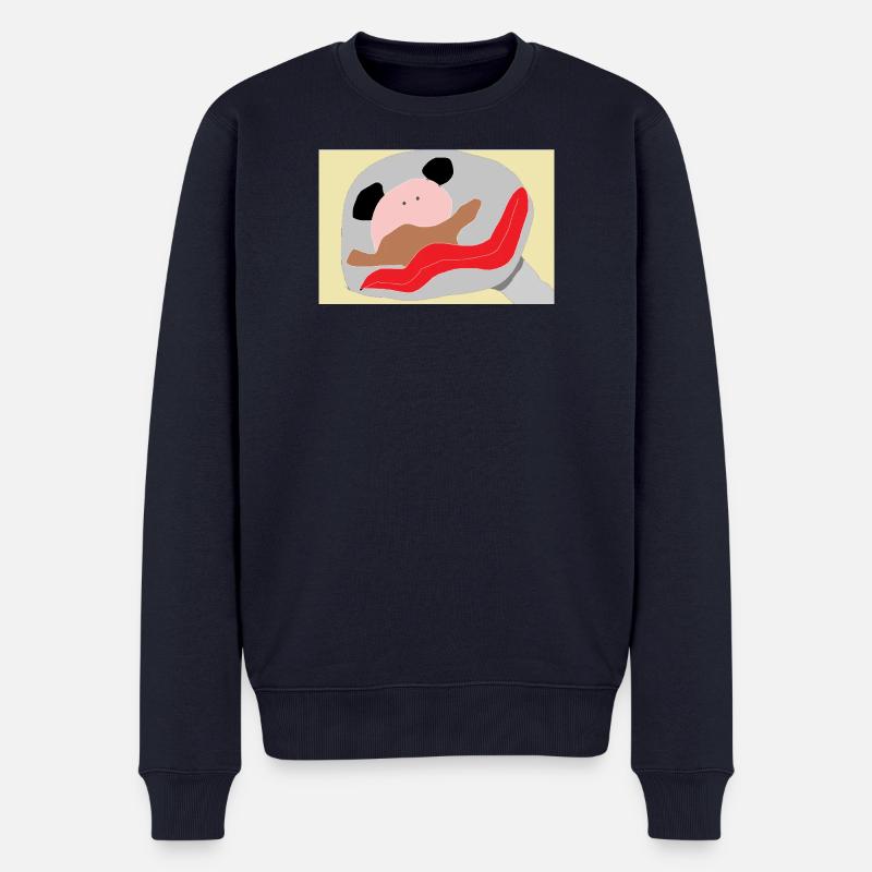 Panda mit roter Zunge - Männer Premium Bio Pullover - Navy