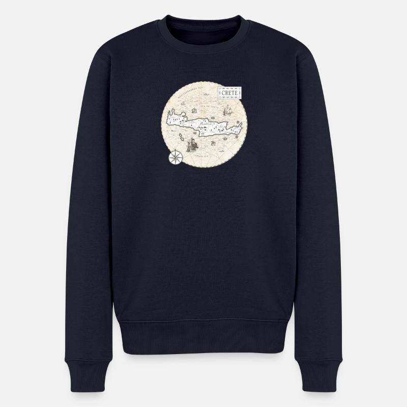 Kreta Vintage Karte - Männer Premium Bio Pullover - Navy