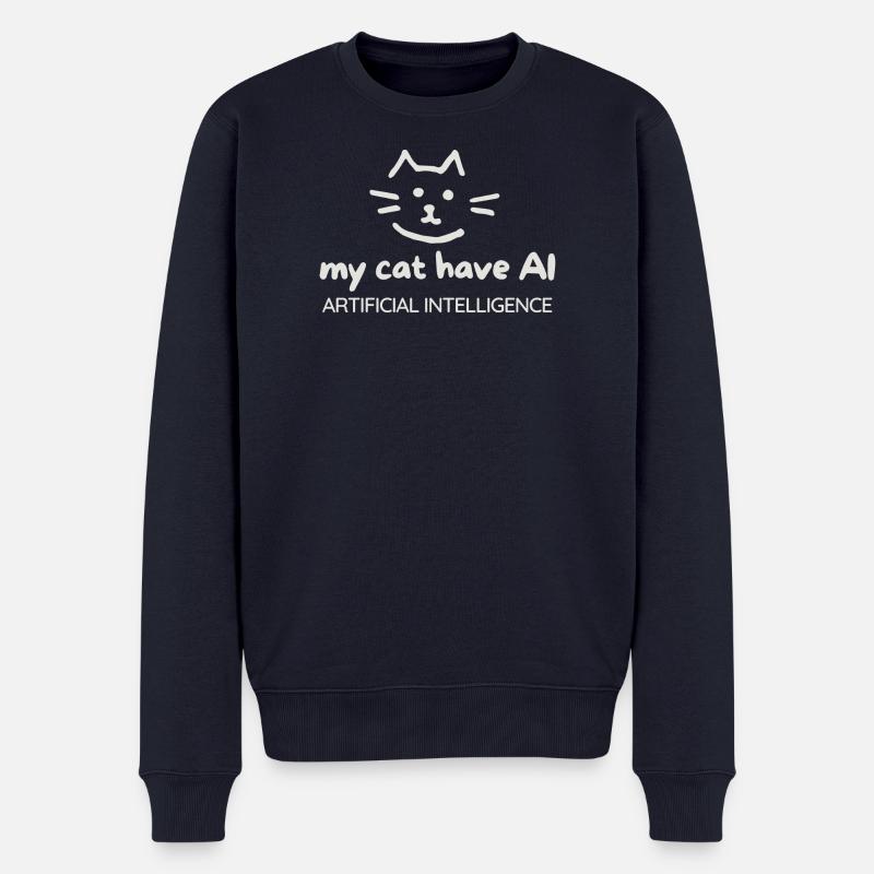 Motif d’intelligence artificielle de chat - Pull Premium bio Homme - bleu marine