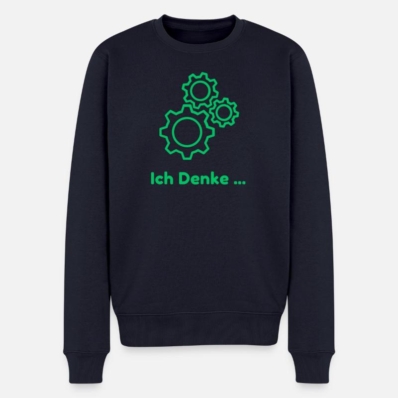 Gedanken Zahnräder – Ich Denke - Männer Premium Bio Pullover - Navy