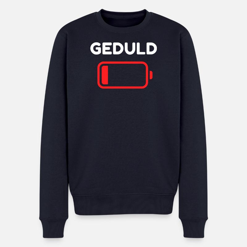Geduld Batterie Icon Minimal - Männer Premium Bio Pullover - Navy