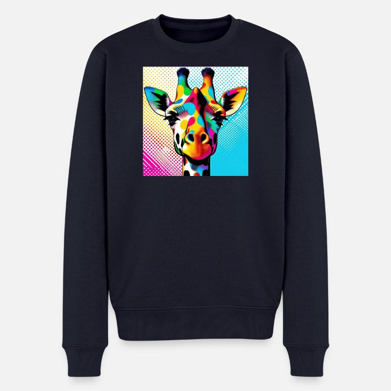 Giraffe Pop Art - Männer Premium Bio Pullover - Navy