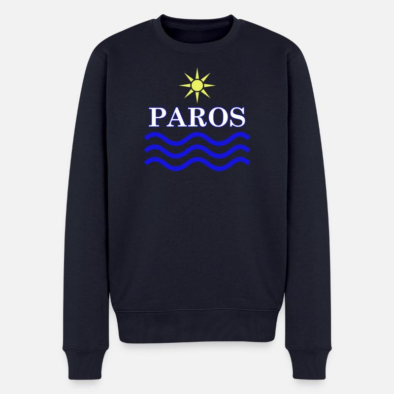 PAROS-Grèce Eau Solaire - Pull Premium bio Homme - bleu marine
