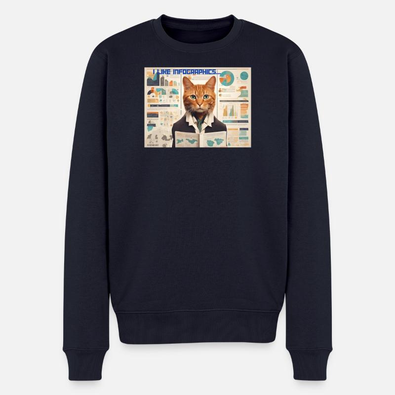 Infografik Katze - Männer Premium Bio Pullover - Navy
