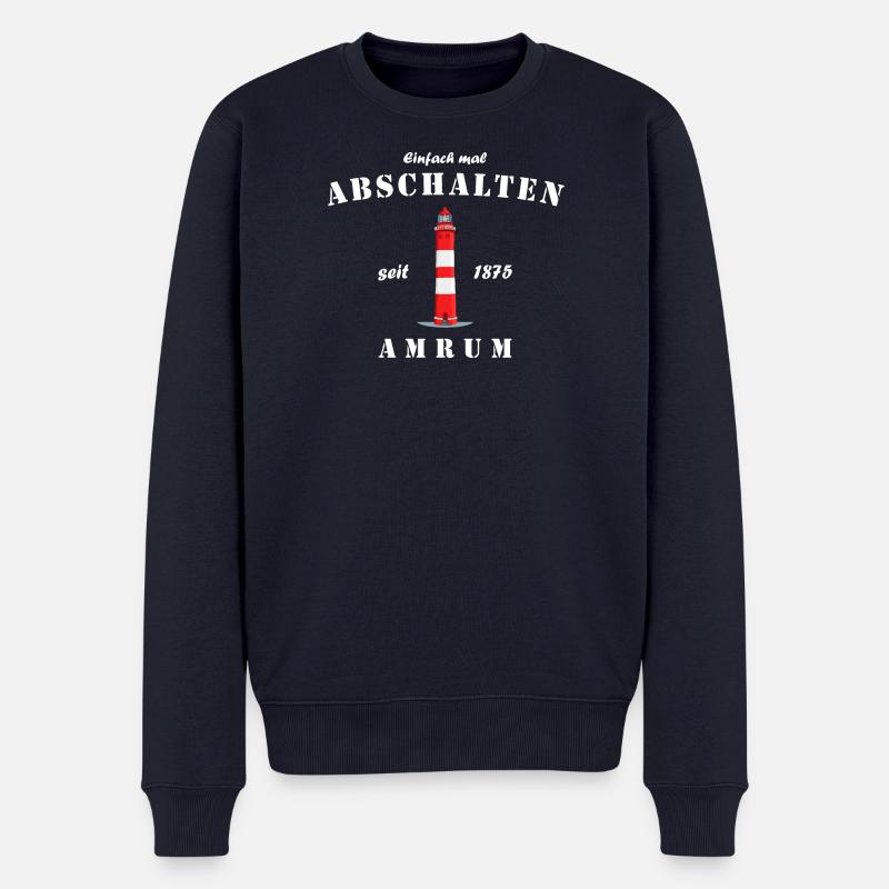Leuchtturm auf Amrum, Einfach mal Durchatmen - Männer Premium Bio Pullover - Navy
