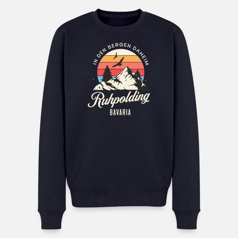 Ruhpolding - In den Bergen daheim - Männer Premium Bio Pullover - Navy